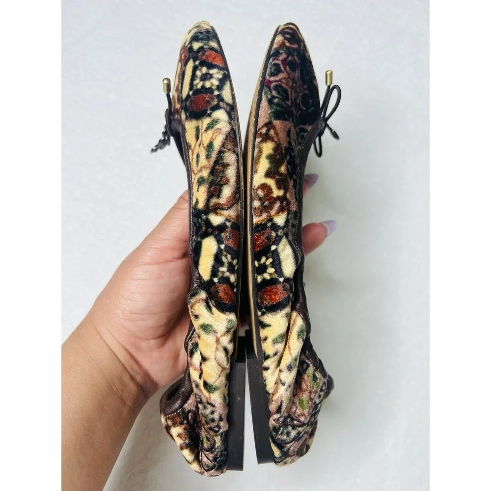 Sam Edelman Womens Felicia Ballet Boho Bohemian Hippie Flats Ivory Velvet Size 6